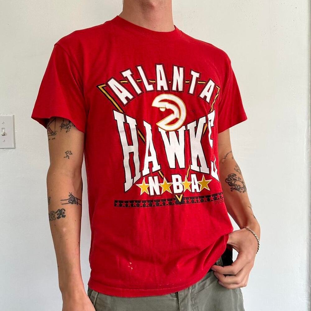Vintage 80s Logo 7 NBA Atlanta Hawks Basketball Tee Shirt